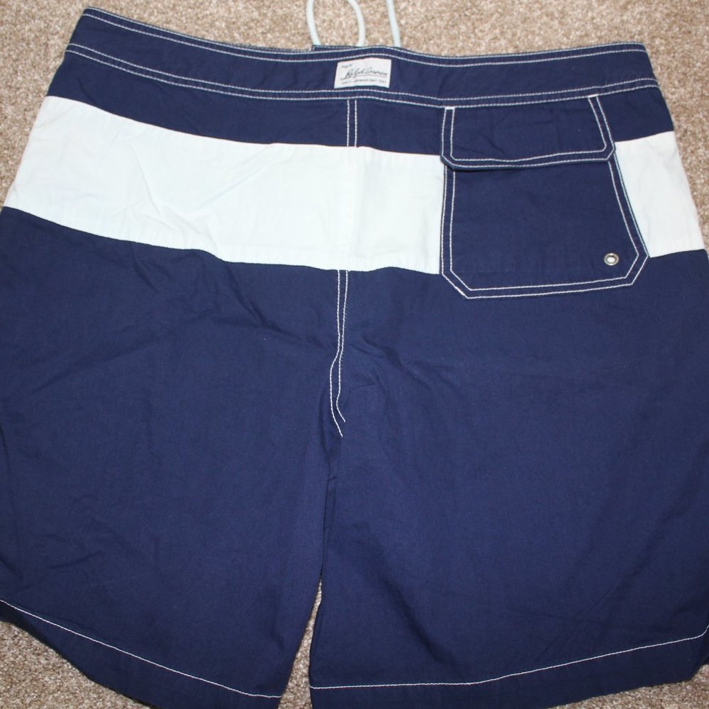 Polo Ralph Lauren Navy Blue White Stripe Board Shorts Swim Trunks Mens Size 34 - Picture 5 of 7